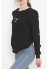Bisiklet Yaka Baskılı Sweat Siyah