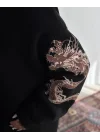 Bisiklet Yaka Baskılı SweatShirt - Siyah