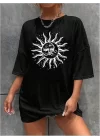 Bisiklet Yaka Baskılı T-shirt - Siyah