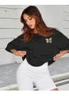 Bisiklet Yaka Baskılı T-shirt - Siyah
