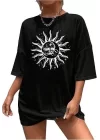 Bisiklet Yaka Baskılı T-shirt - Siyah