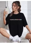 Bisiklet Yaka Baskılı T-shirt - Siyah