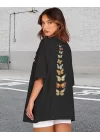 Bisiklet Yaka Baskılı T-shirt - Siyah