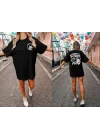 Bisiklet Yaka Baskılı T-shirt - Siyah