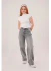 Boğazlı Parlak Kumaş Beyaz Crop