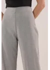 Bol Paça Yandan Fermuarlı Gri Kumaş Pantolon