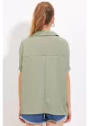 Çağla Oversize Polo Yaka Örme Bluz 0486