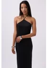 Çapraz Askılı Maxi Elbise