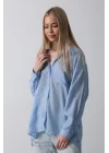 Cepli Oversize Gömlek - Koyu Mavi