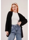 Cepli Salaş Model Triko Uzun Siyah Hırka