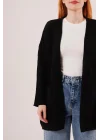 Cepli Salaş Model Triko Uzun Siyah Hırka