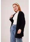 Cepli Salaş Model Triko Uzun Siyah Hırka
