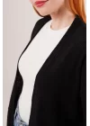 Cepli Salaş Model Triko Uzun Siyah Hırka