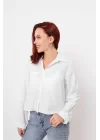 Cepli Uzun Kol Gömlek - Beyaz
