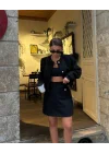 CHANEL CROP CEKET-KISA ETEK TAKIM - Siyah