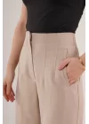 Çift Pens Detaylı Krem Pantolon