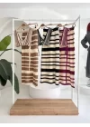 Çizgili Bikini Üst Ve Etek Triko Takım 10110