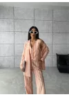 ÇİZGİLİ CEKET KETEN - Orange