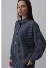 Çizgili Cep Detaylı Oversize Takım - Bebe Mavisi