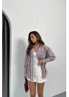 ÇİZGİLİ GÖMLEK - Bordo