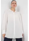 Çizgili Uzun Gömlek Tunik 5963 - Beyaz