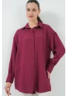 Çizgili Uzun Gömlek Tunik 5963 - Bordo