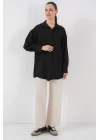 Çizgili Uzun Gömlek Tunik 5963 - Siyah