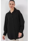 Çizgili Uzun Gömlek Tunik 5963 - Siyah