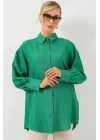 Çizgili Uzun Gömlek Tunik 5963 - Yeşil
