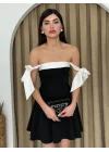 Cloche Omuzu Fiyonklu Elbise
