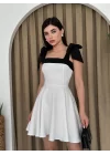 Cloche Omuzu Fiyonklu Elbise