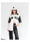 Complex Kolları Deri Kolej Oversize T-shirt - Beyaz
