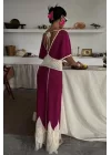 Dantel Desenli V Yaka Triko Elbise 2844