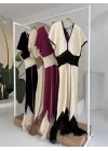 Dantel Desenli V Yaka Triko Elbise 2844