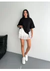 Dantel Şortlu Etek - Beyaz