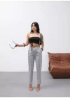 Dekorati̇f Düğmeli̇ Arka Bel Lasti̇kli̇ Pantolon