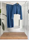 Denim Gömlek Plazzo Pantolon Takım 10163-08