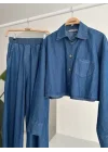 Denim Gömlek Plazzo Pantolon Takım 10163-08
