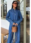 Denim Gömlek Plazzo Pantolon Takım 10163-08
