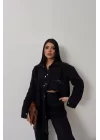 DENİM PUNTOLU GÖMLEK-PANTOLON TAKIM - Mavi