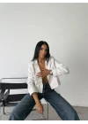 DERİ CROP CEKET TEK DÜĞME - Beyaz