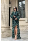 Desenli Desenli Fırfırlı Elbise