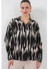 Desenli Oversize Gömlek 20301 - Siyah