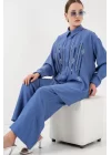 Desenli Tunik Pantolon İkili Takım 6720 - İndigo