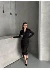Drape Detaylı Midi Elbise