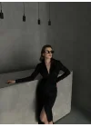 Drape Detaylı Midi Elbise