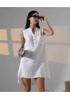 Düğme Detaylı Mini Elbise