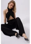 Düşük Bel Oversize Keten Pantolon