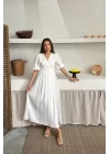 Siyah Müslin Uzun Elbise