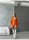 ELLO ETİKETLİ ÇENGELLİ İĞNE DETAYLI CEKET - Orange